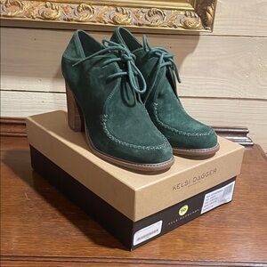 Kelsi Dagger Forest Green Heeled lace Boots